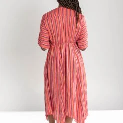Piper & Scoot The Madelyn Striped Maxi Dress In Crimson Dresses