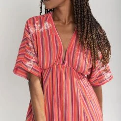 Piper & Scoot The Madelyn Striped Maxi Dress In Crimson Dresses
