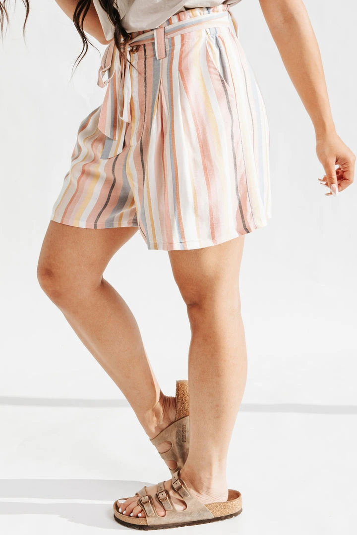 Piper & Scoot Bottoms + Jumpsuits The Nadine Paper Bag Shorts In Pink Multi