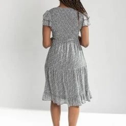Piper & Scoot The Geraldine Ruffle Smocked Midi Dress In Black Dresses