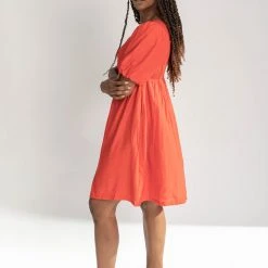 Piper & Scoot The Brina Twist Front Detail Dress In Red Dresses