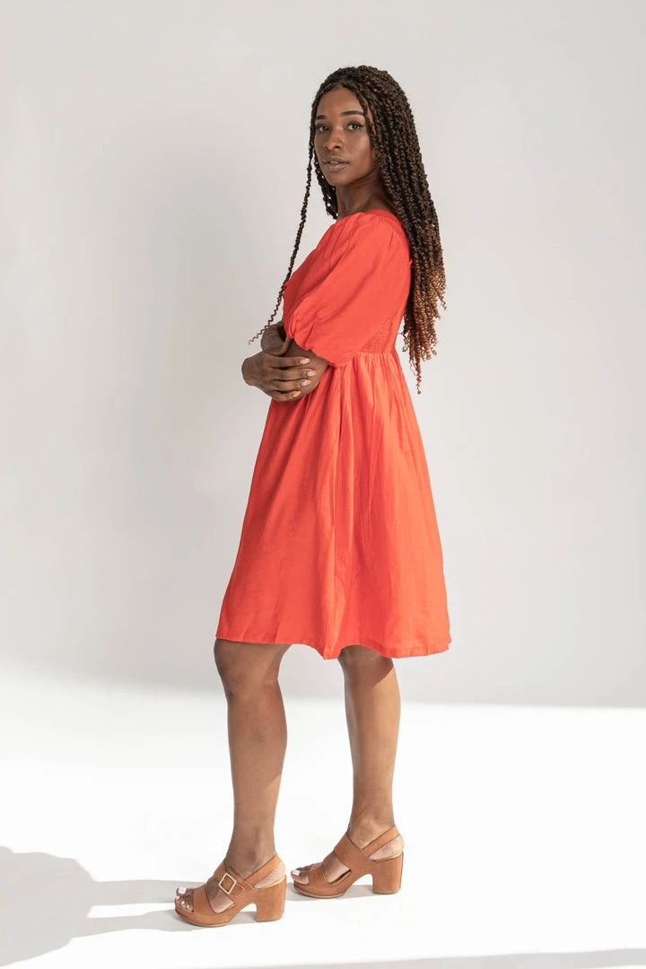 Piper & Scoot The Brina Twist Front Detail Dress In Red Dresses