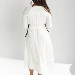 Piper & Scoot Dresses The Lena Embroidered Maxi Dress In Ivory + Black