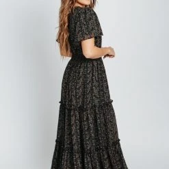 Piper & Scoot Dresses The Eden Floral Maxi Dress In Black
