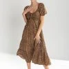 Piper & Scoot The Lanie Spotted Midi Dress In Brown