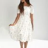 Piper & Scoot The Dahlia Floral Detail Dress In Cream Dresses