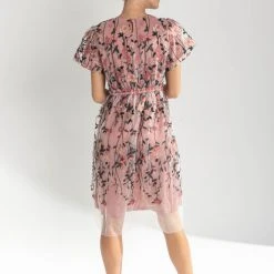 Piper & Scoot Dresses The Asha Embroidered Lace Detail Dress In Blush