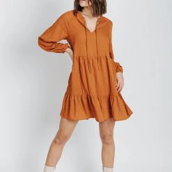 Piper & Scoot Dresses The Keilani Textured Dress In Ginger