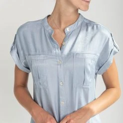 Piper & Scoot Dresses The Garth V-Neck Dress In Light Blue