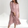Piper & Scoot The Coraline Embroidered Maxi Dress In Dusty Mauve