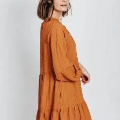 Piper & Scoot Dresses The Keilani Textured Dress In Ginger