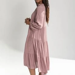 Piper & Scoot The Coraline Embroidered Maxi Dress In Dusty Mauve