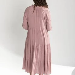 Piper & Scoot The Coraline Embroidered Maxi Dress In Dusty Mauve