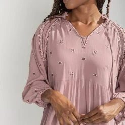 Piper & Scoot The Coraline Embroidered Maxi Dress In Dusty Mauve