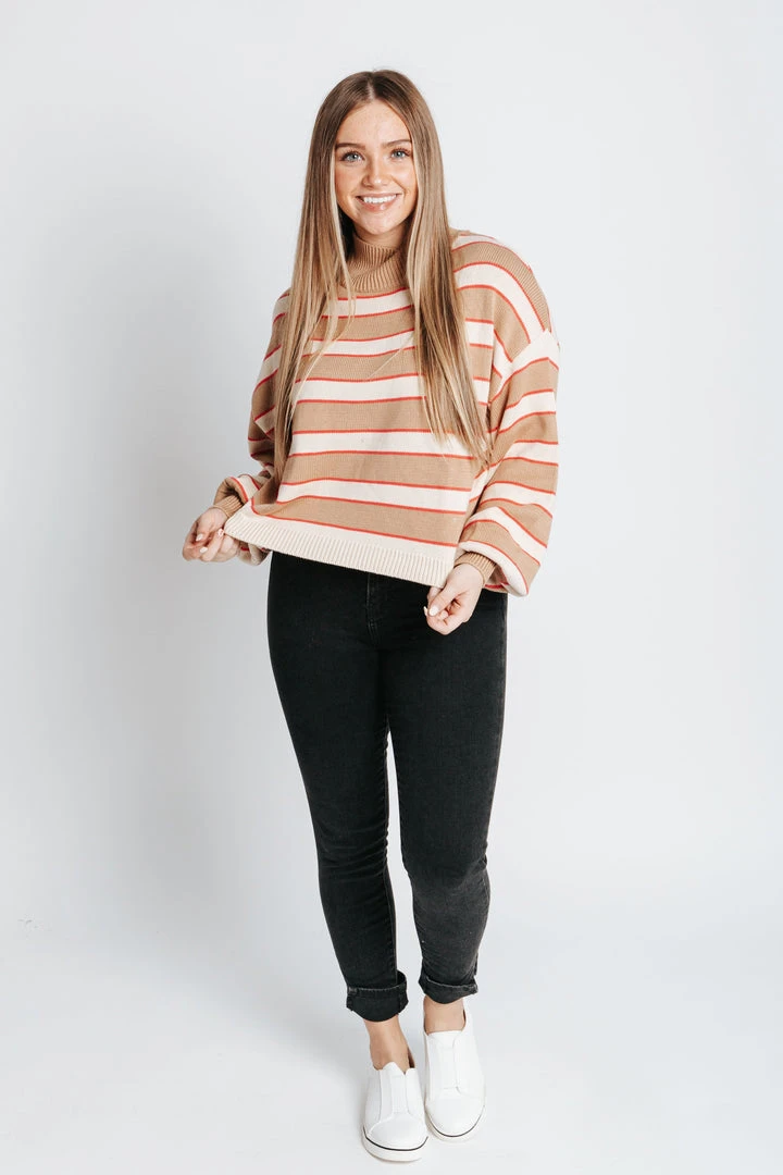 Piper & Scoot The Frandsen Striped Sweater In Camel