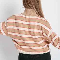 Piper & Scoot The Frandsen Striped Sweater In Camel