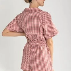 Piper & Scoot Bottoms + Jumpsuits The Sylvie Gingham Romper In Red
