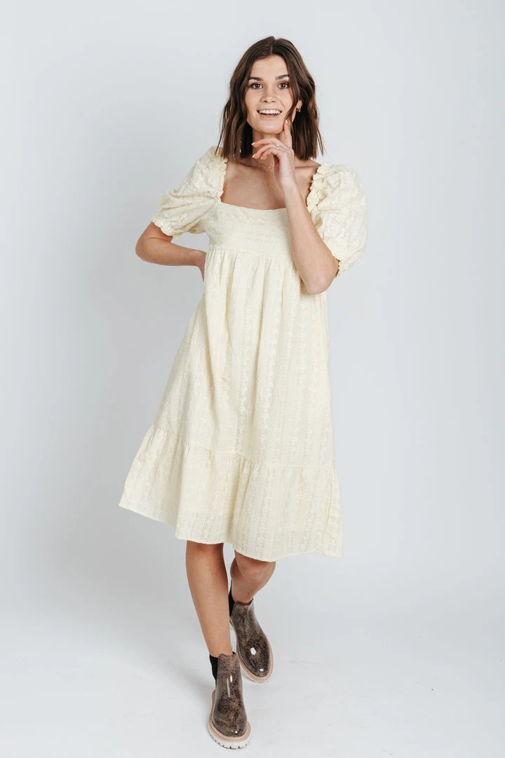 Piper & Scoot The Roads Square Neck Dress In Light Yellow Dresses
