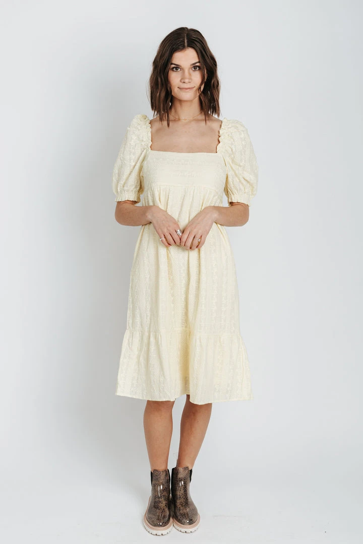 Piper & Scoot The Roads Square Neck Dress In Light Yellow Dresses