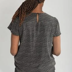 Piper & Scoot The Avis Animal Print Embroidered Blouse In Black Tops