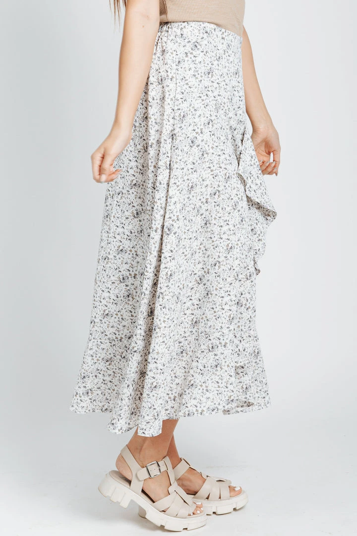 Piper & Scoot Bottoms + Jumpsuits The Waung Floral Ruffle Skirt In White