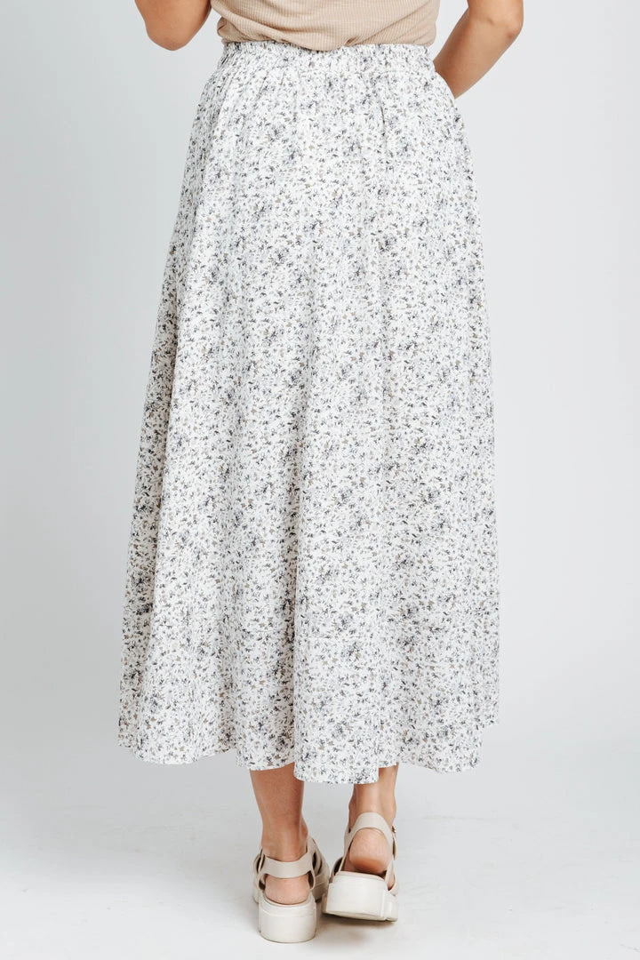 Piper & Scoot Bottoms + Jumpsuits The Waung Floral Ruffle Skirt In White