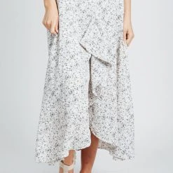 Piper & Scoot Bottoms + Jumpsuits The Waung Floral Ruffle Skirt In White