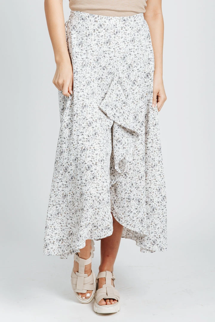 Piper & Scoot Bottoms + Jumpsuits The Waung Floral Ruffle Skirt In White