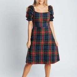 Piper & Scoot The Holiday Plaid Dress In Midnight