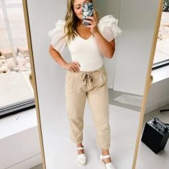 Piper & Scoot The Knox Tie Belt Linen Pants In Taupe
