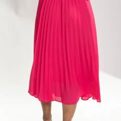 Piper & Scoot The Plano Pleated Chiffon Skirt In Bright Pink Bottoms + Jumpsuits