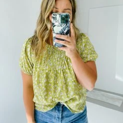 Piper & Scoot The Karli Pin-Tuck Detail Blouse In Mustard