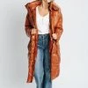 Piper & Scoot Tops The Joane Puffer Long Coat In Coffee