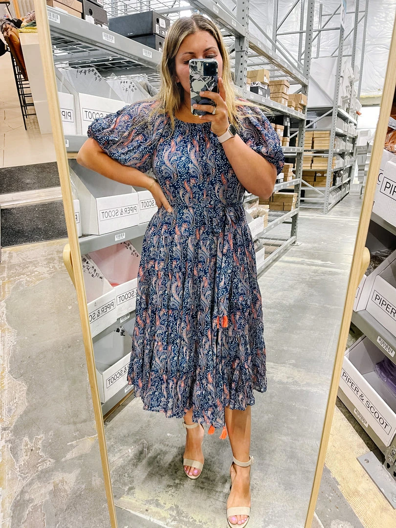 Piper & Scoot Dresses The Adley Belted Detail Dress In Navy