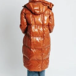 Piper & Scoot Tops The Joane Puffer Long Coat In Coffee