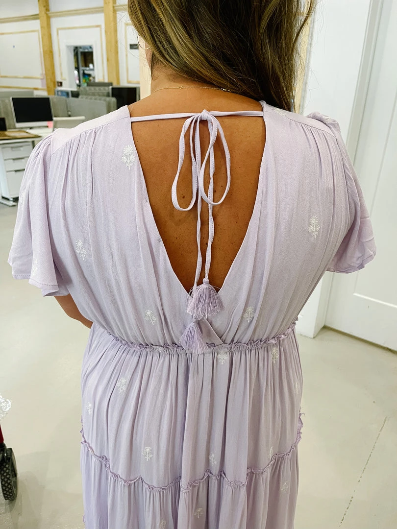 Piper & Scoot The Natalia Tiered Midi Dress In Pale Lilac