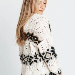 Piper & Scoot The Lianna Contrast Cardigan In Ivory + Black