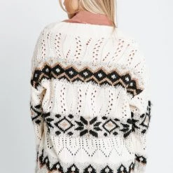 Piper & Scoot The Lianna Contrast Cardigan In Ivory + Black