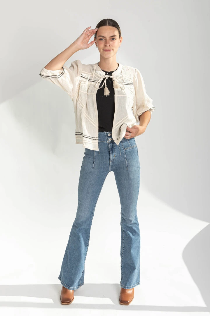 Piper & Scoot Tops The Venablo Tassel Detail Top In Cream