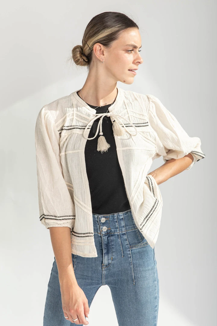 Piper & Scoot Tops The Venablo Tassel Detail Top In Cream