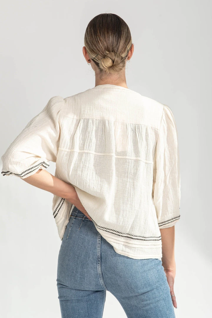 Piper & Scoot Tops The Venablo Tassel Detail Top In Cream