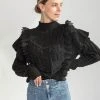 Piper & Scoot Tops The Prescott Ruffle Detail Sweater In Black