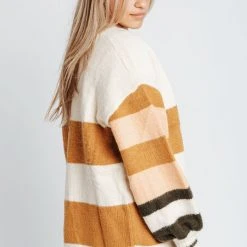 Piper & Scoot Tops The Hinto Striped Cardigan In Off White