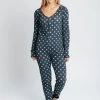 Piper & Scoot Bottoms + Jumpsuits Free People: Home Alone Long John Pajama In Deep Navy Combo