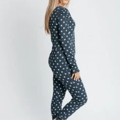 Piper & Scoot Bottoms + Jumpsuits Free People: Home Alone Long John Pajama In Deep Navy Combo