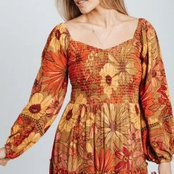 Dresses Piper & Scoot: The Santorini Sweetheart Floral Dress In Poppy