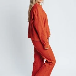 Piper & Scoot The Elle Textured Top In Rust Tops