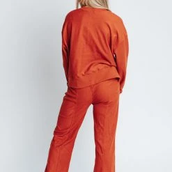 Piper & Scoot Bottoms + Jumpsuits The Woods Textured Trouser In Rust
