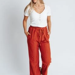 Piper & Scoot Bottoms + Jumpsuits The Woods Textured Trouser In Rust