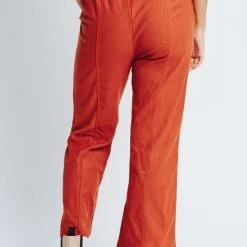 Piper & Scoot Bottoms + Jumpsuits The Woods Textured Trouser In Rust